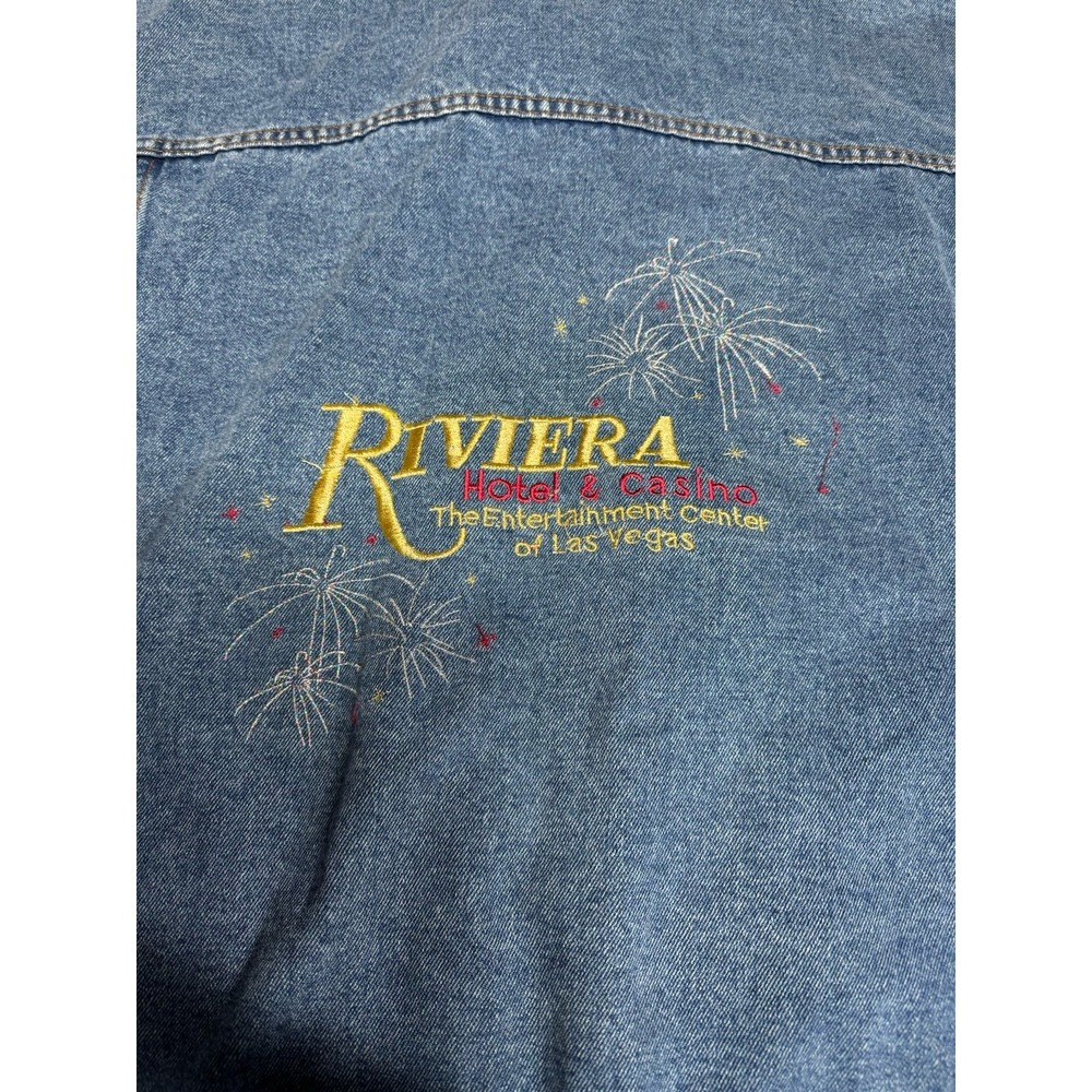 90s Riviera Hotel & Casino Denim Trucker Jacket Las Vegas Embroidered Size 2XL - Picture 10 of 10